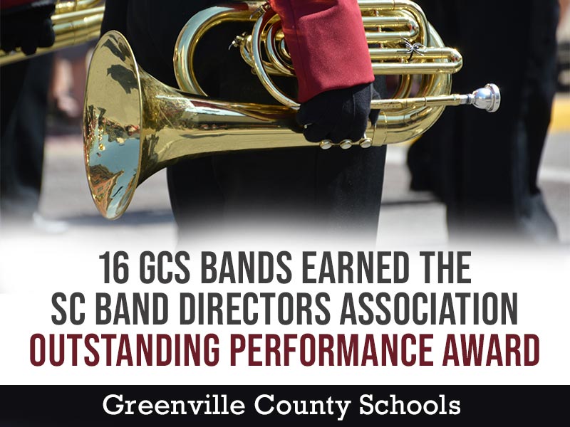 Congratulations! Sixteen middle and high school bands in Greenville County have earned the top award from the @SCBandDirectors Association. See the list of schools: tinyurl.com/sk8h49f2