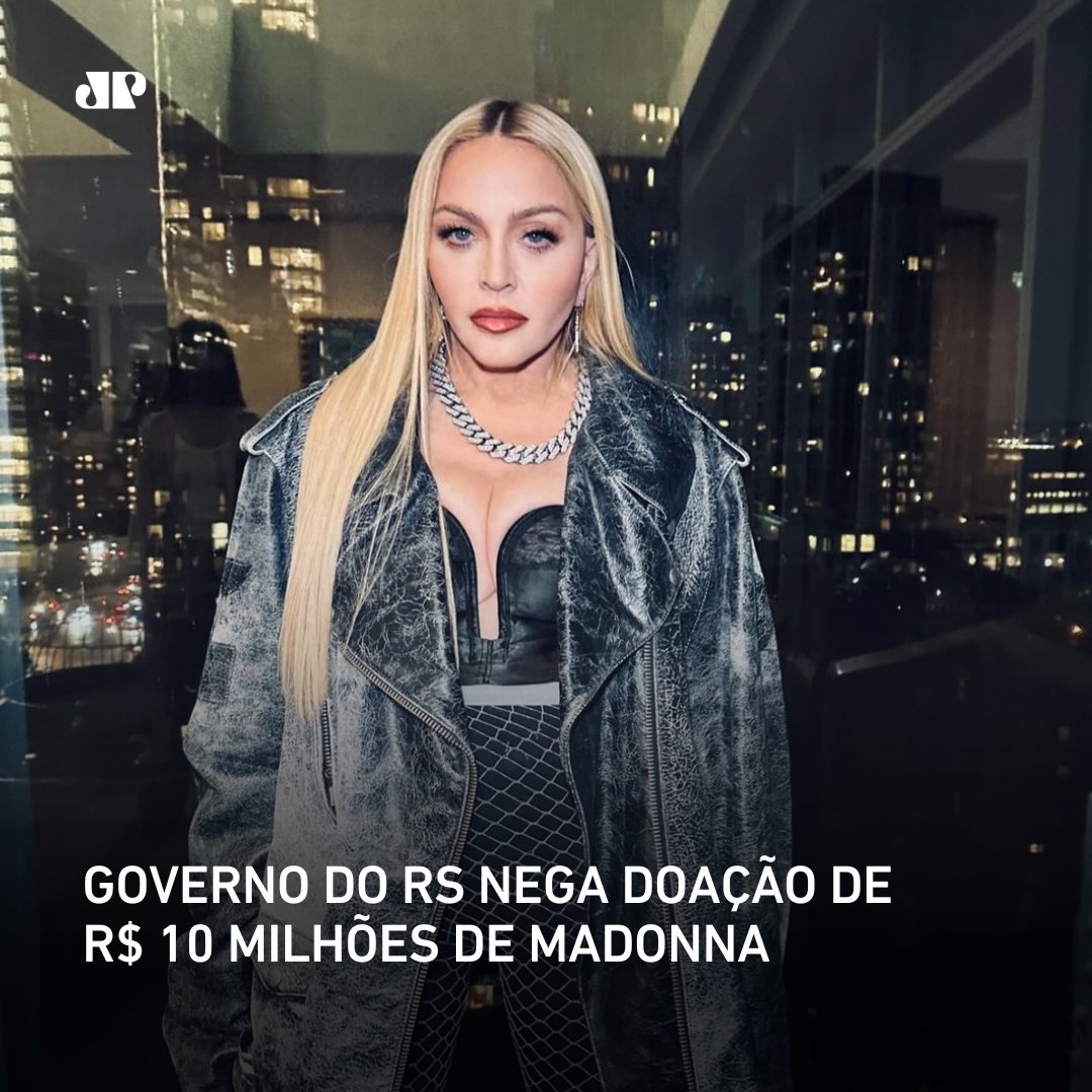 Para a Jovem Pan, a Secom RS disse que não encontrou registros da doação da Rainha do Pop no Pix do SOS Rio Grande do Sul, conta oficial de ajuda do governo estadual. 

📺 Confira na JP News e Panflix 👉 bit.ly/3T38Vm5