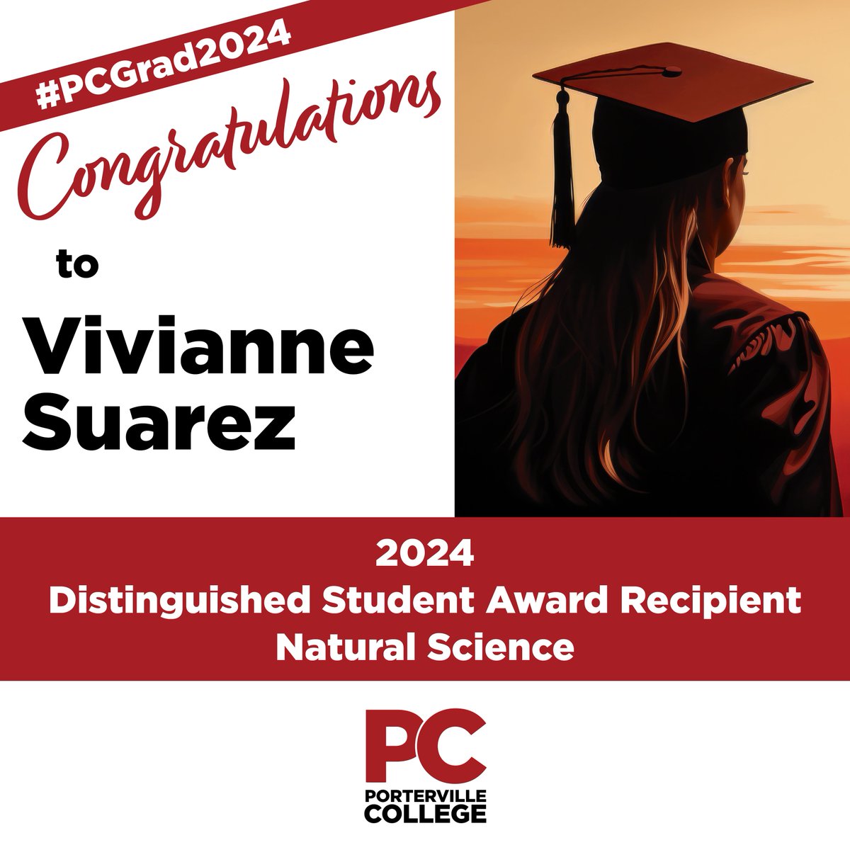 Congratulations to Vivianne Suarez -- 2024 Distinguished Student Award Recipient in Natural Science! #PCGrad2024 #PCStudentSuccess