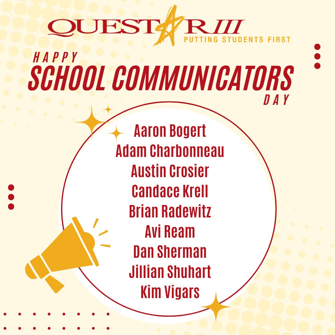 Happy School Communicators Day to the amazing team at Questar III BOCES! Thank you for everything you do to support us and our districts, sharing communications with staff, students, families, and the community. #QuestarIII #BOCES #SchoolCommunicatorsDay