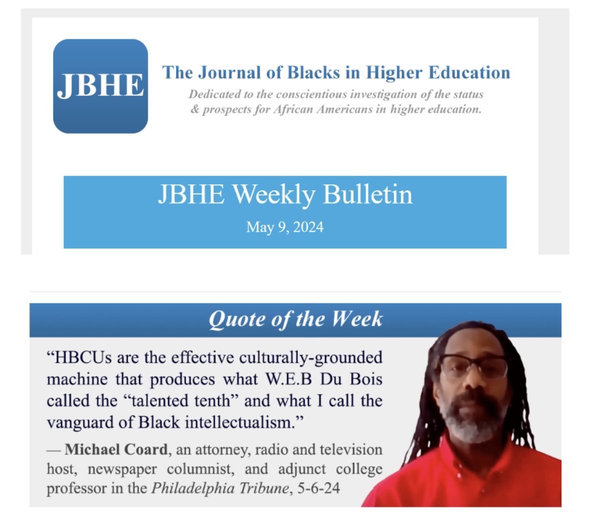 👀👨🏾‍🎓🧑🏾‍🎓👊🏾❗️The Journal of Blacks in Higher Education posted the following “Quote of the Week” from The Angriest Black Man in America:
