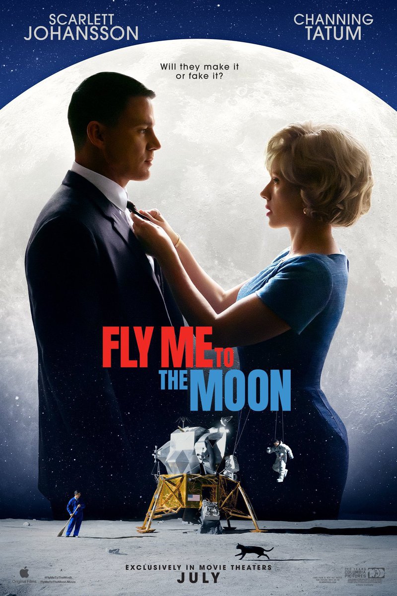 'FLY ME TO THE MOON,' starring the dynamic duo Scarlett Johansson and Channing Tatum.