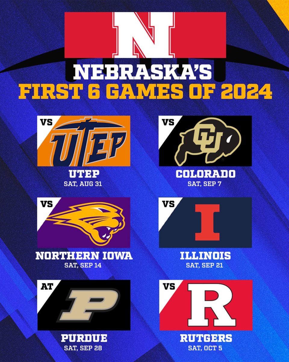 The first six games for @HuskerFootball 🙌