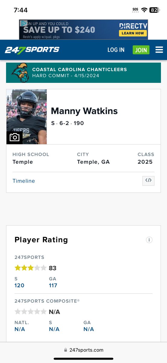 Blessed to receive a 3 star rating by 247 sports!! <a href="/247Sports/">247Sports</a>