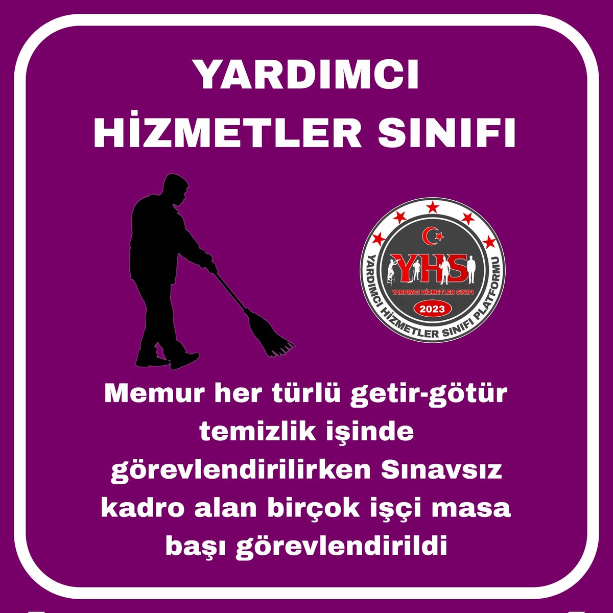 Yardımcı Hizmetler Sınıfı Platformu (@yhsplatformu) on Twitter photo Memur her türlü getir götür temizlik işinde görevlendirilirken sınavsız kadro alan bir çok temizlik işcisi masa başı bürolarda görevlendirildi adalet bunun neresinde ?
#YhsMeclisteÇözümBekliyor
<a href="/eczozgurozel/">Özgür Özel</a> <a href="/RTErdogan/">Recep Tayyip Erdoğan</a> <a href="/_cevdetyilmaz/">Cevdet Yılmaz</a> <a href="/isikhanvedat/">Prof. Dr. Vedat Işıkhan</a> <a href="/hasandogan/">Hasan Doğan</a> <a href="/NumanKurtulmus/">Numan Kurtulmuş</a> Memur her türlü getir götür temizlik işinde görevlendirilirken sınavsız kadro alan bir çok temizlik işcisi masa başı bürolarda görevlendirildi adalet bunun neresinde ?
#YhsMeclisteÇözümBekliyor
<a href="/eczozgurozel/">Özgür Özel</a> <a href="/RTErdogan/">Recep Tayyip Erdoğan</a> <a href="/_cevdetyilmaz/">Cevdet Yılmaz</a> <a href="/isikhanvedat/">Prof. Dr. Vedat Işıkhan</a> <a href="/hasandogan/">Hasan Doğan</a> <a href="/NumanKurtulmus/">Numan Kurtulmuş</a>