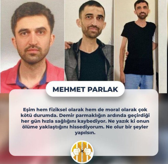 SİNCAN CEZAEVİ MEHMET PARLAK Böbrek hastası Mehmet Parlak 14 ayda 62 kilodan 41 kiloya düştü. Parlak'ın böbrek değerleri aşırı derecede bozulmuştu. Durumu iyi değil. Acil infaz ertelenmesi gereken bir hasta. @adalet_bakanlik #ÖnceHukukaDönün