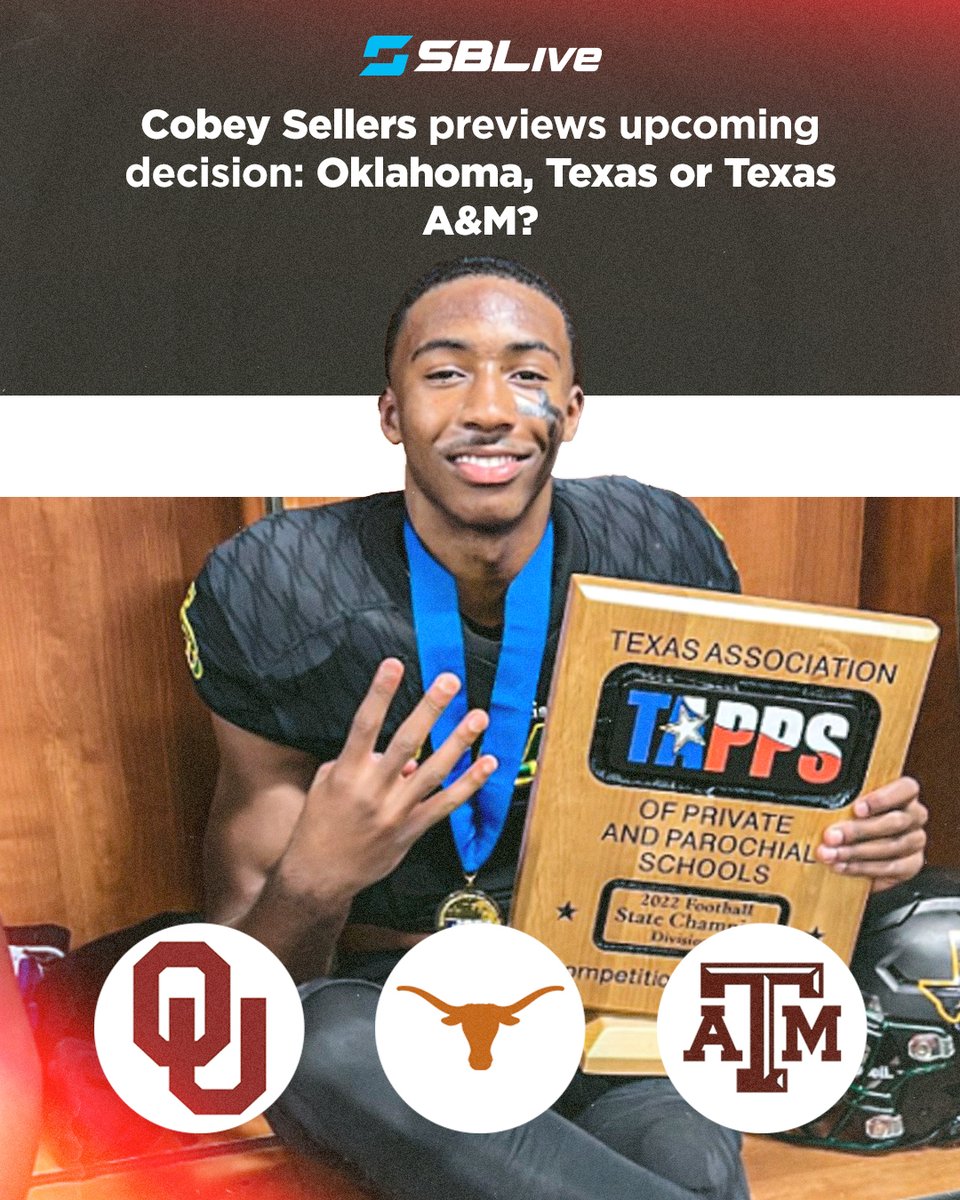 On Saturday, 4⭐️ CB @ykcobey will make the decision to stay in his home state of Texas or take the cross-border trip to Oklahoma to play college football 👀🏈 highschool.athlonsports.com/recruiting/202…