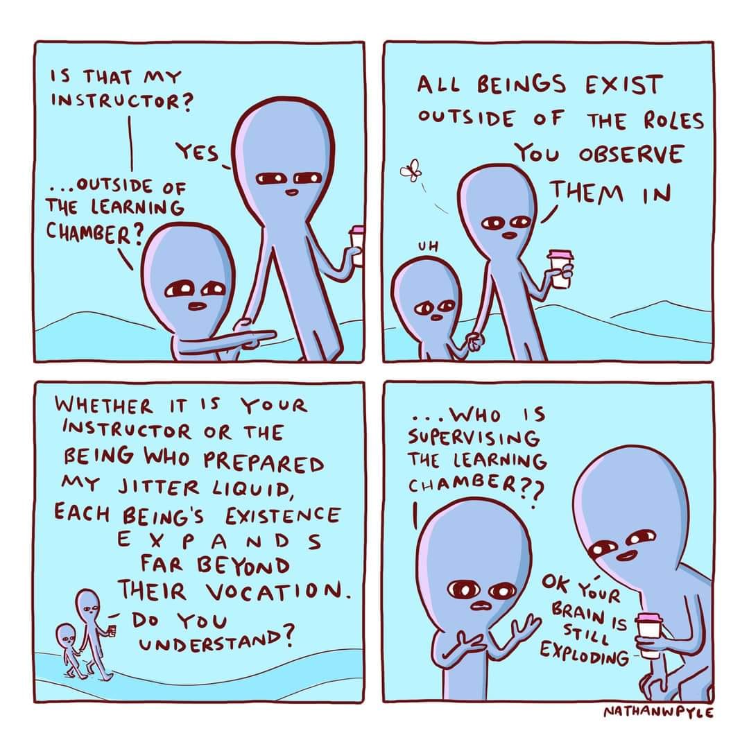 Teachers, I hope you nurture your life outside of your incredibly important work. You matter. Your well-being matters.

Also, if you like quirky humor, you might like this comic strip. @nathanwpyle does some fun work. 
#oklaed