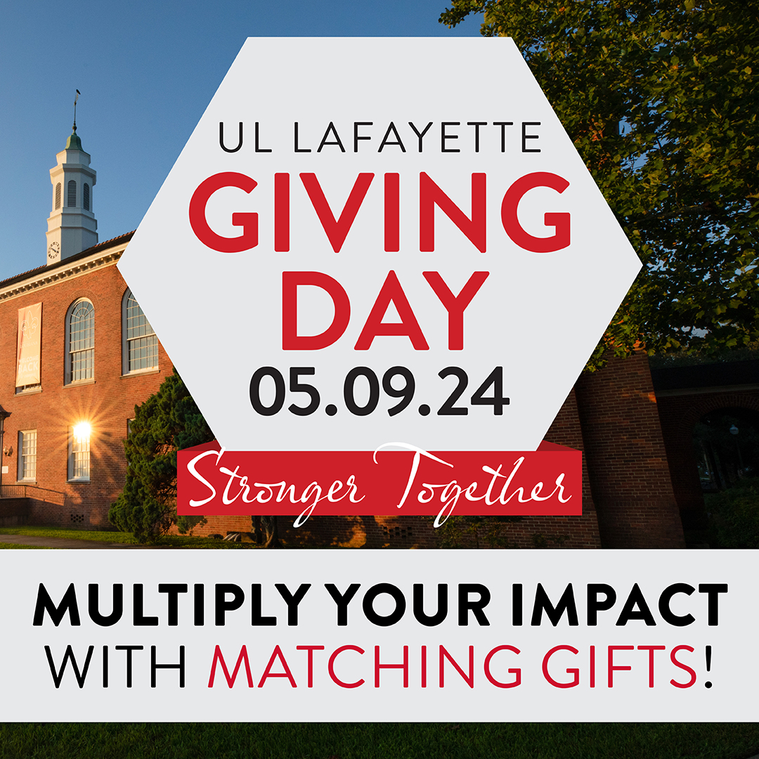 Breaking news! Thanks to the generosity of an anonymous alumni donor, every single gift made on Giving Day will be matched dollar for dollar! You can now double the impact of your support when you make a gift to the area of your choice. 🤟 ➡️ givingday.louisiana.edu