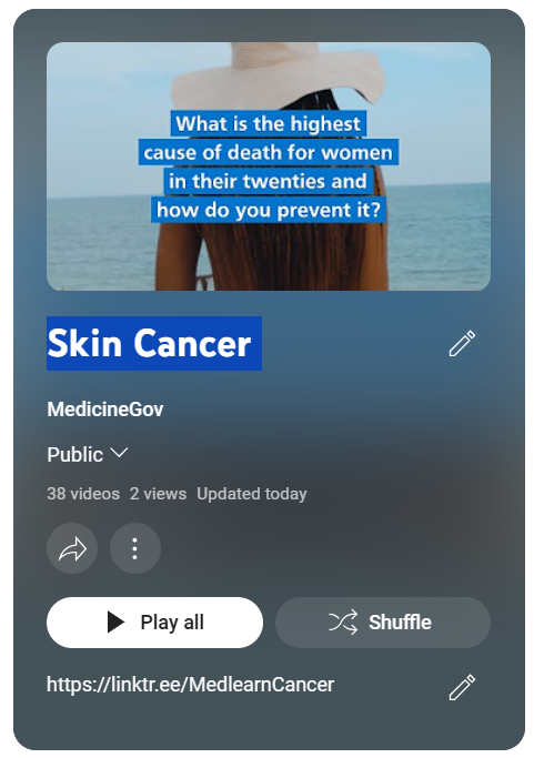 BritAsianCancer's tweet photo. This ☝️video has been saved to @MedicineGov's YouTube Playlist 'Skin Cancer' where you can view this plus more NHS cancer awareness videos.
https://t.co/WzABLPzGCG
Make sure to watch them with loved ones!
#SkinCancer #SunsOut #BritAsian #AsianSkin https://t.co/lG7ccD9v21