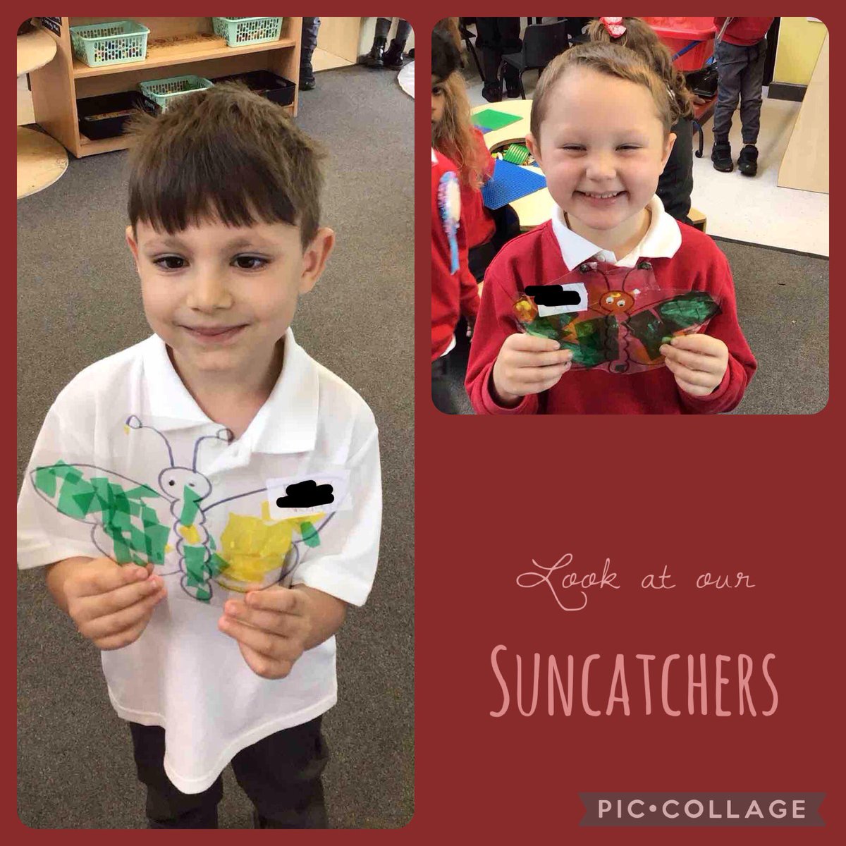 The children have been developing their collage skills by making sun catchers. We’ve been busy learning the different parts of a butterfly.