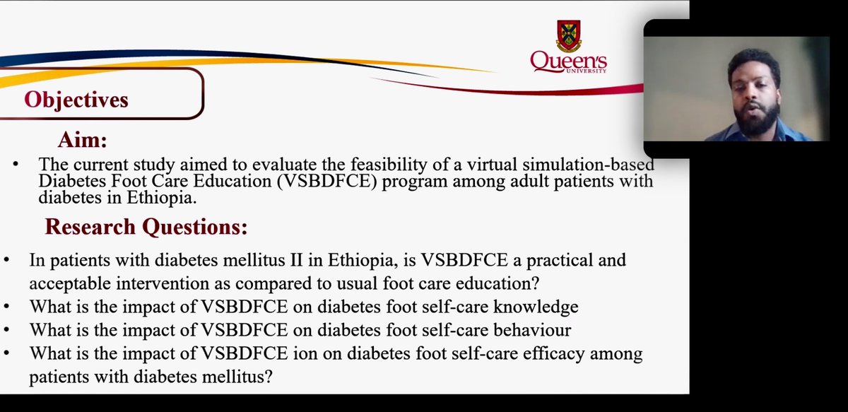 Listening to this fantastic presentation by @fishomafi regarding diabetes foot care management. @queensuResearch @QueensuSON