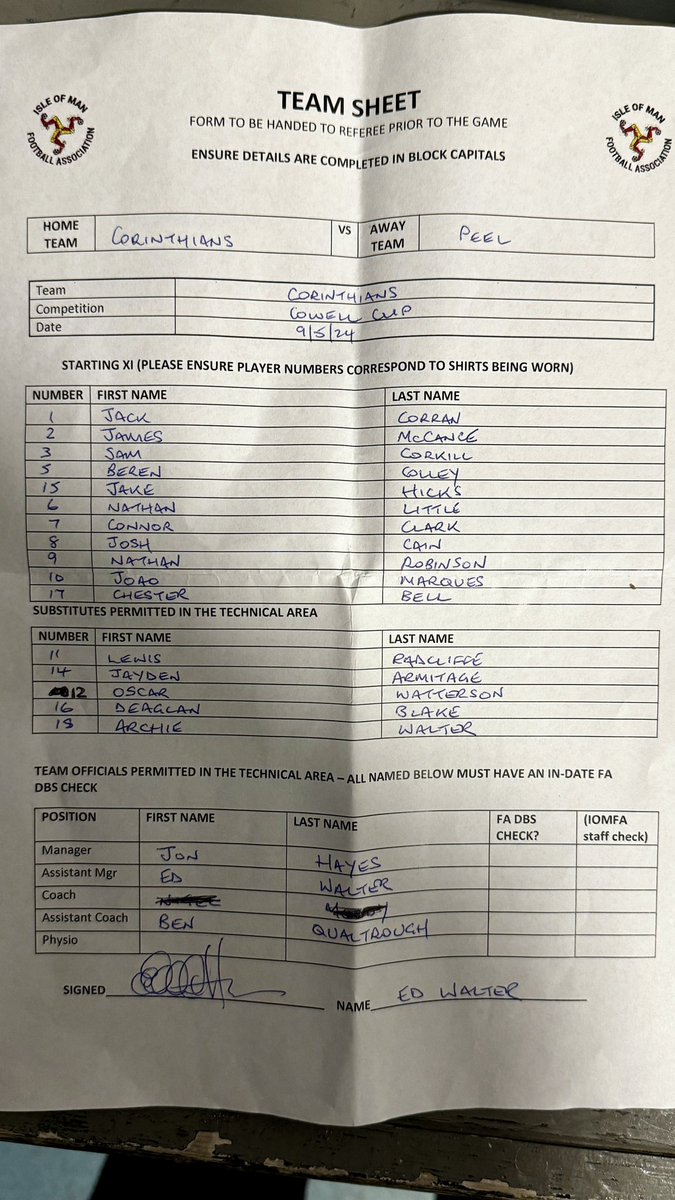 𝗧𝗘𝗔𝗠 𝗡𝗘𝗪𝗦 📝: The squad are in ahead of the Cowell Cup Final here at the bowl as @PeelAFC face @CorinthiansIOM. 🏆 @ManxSoccerSat @Hatty1970 @IsleofManFA @ManxFootyPod