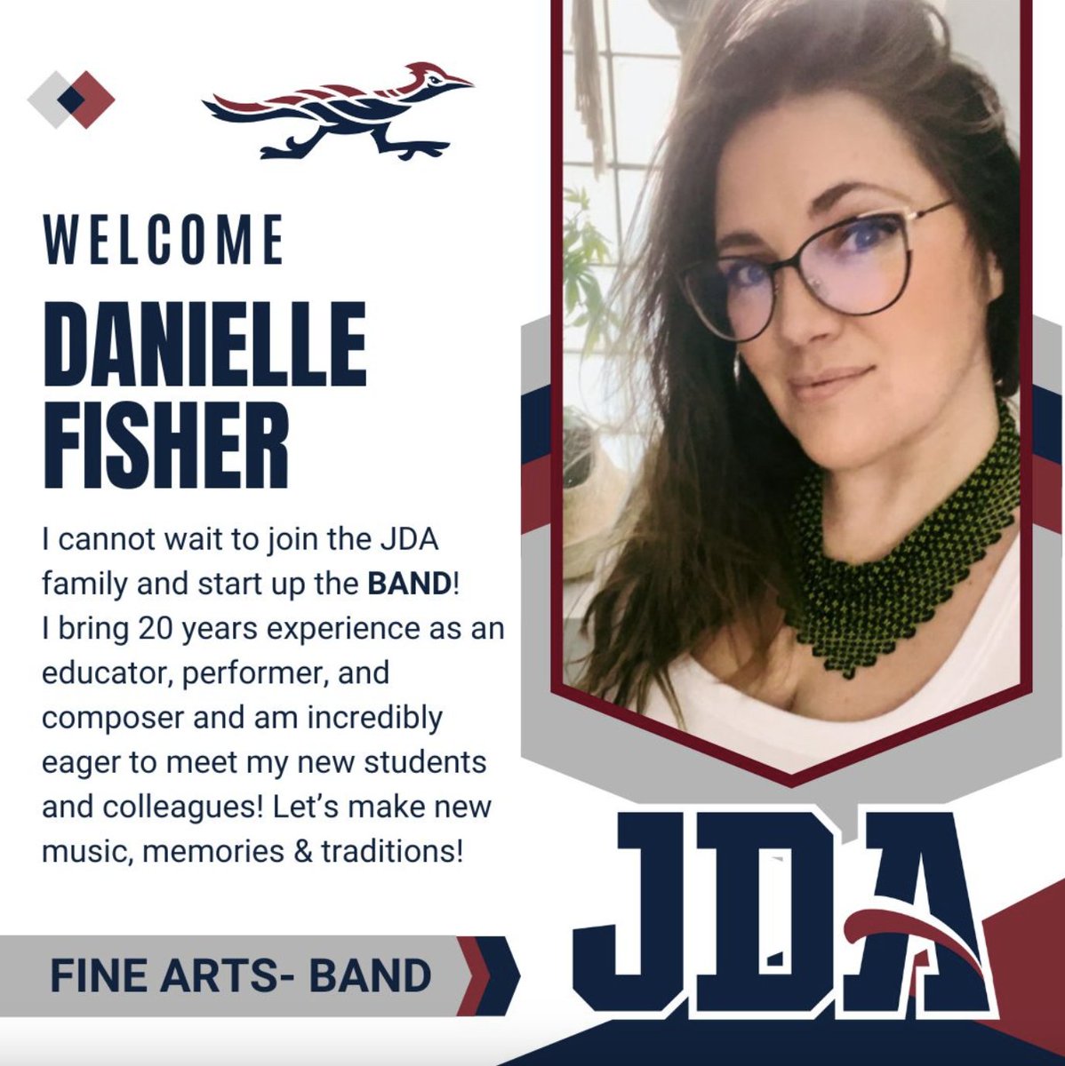 Welcome to KISD, Ms. Fisher!! We are excited for Ms. Fisher to join our team of middle school band directors in Killeen and teach future Chaparral Bobcat Band members!