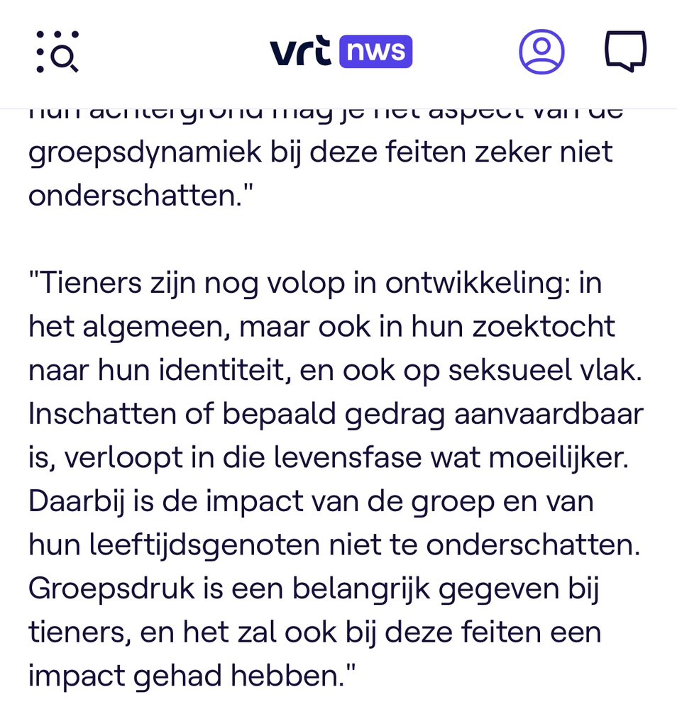 Kleuters moeten les krijgen over genderdiversiteit. 

Maar van tieners moeten we dan weer niet verwachten dat ze kunnen inschatten of een groepsverkrachting al dan niet aanvaardbaar is.

Sorry hoor maar dit klopt niet🧐