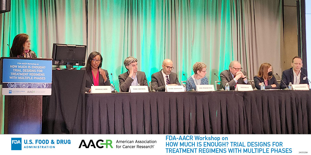 A panel including @JhanelleGray, @MarkYarchoan, @Vishalbmd, Jane Permutter, Fred Hirsch, @TMProwell, and Michael Axelson discusses optimizing perioperative treatment regimens at today's FDA-AACR workshop. @MoffittNews @US_FDA @Lilly @TischCancer @DanaFarber @hopkinskimmel