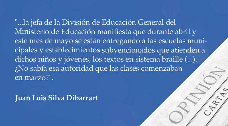 Carta al Director | “Entrega de textos en sistema braille”, por Juan Luis Silva Dibarrart elmercurio.com/blogs/2024/05/…
