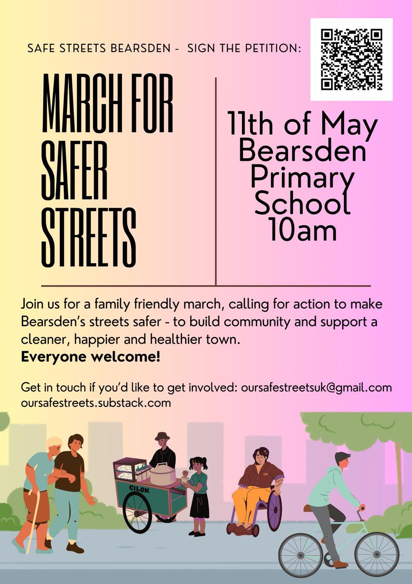 A reminder that this march is on Saturday morning. Weather forecast looks great, wear sun cream and bring your views on how to make Bearsden a better place! A great opportunity for officials to meet residents. @PamGosalMSP @GoBikeGlasgow @LStreetsScot @magnatom