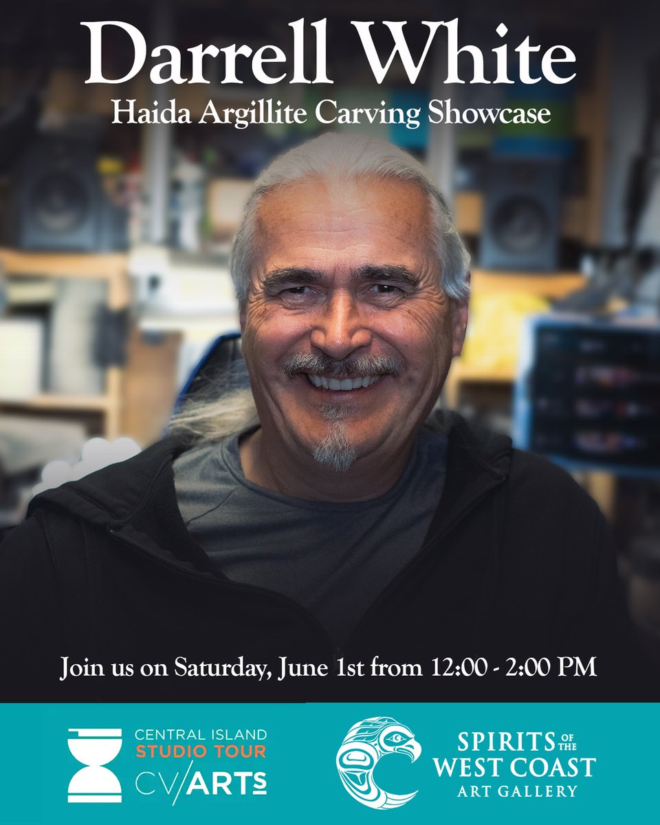 Join us for the Central Island Studio on June 1st from 12:00PM-2:00PM for an in depth showcase of the unique Haida artform of argillite carving. Meet renowned carver, Darrell White who will be here answering questions and displaying his beautiful  work.