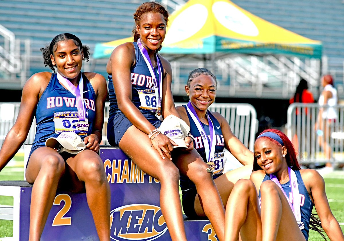 Super congratulations to @HUBisonTFXC Women’s team which clinched its 3rd consecutive @MEACSports Outdoor Championship yesterday at @NSUSpartans. Here, the 4x400m relay team closed out the meet with their win: hubison.com/news/2024/5/8/…