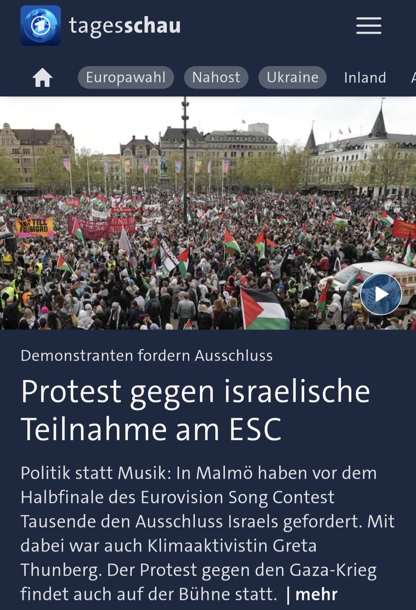 Die Parolen 'Sinwar, wir lassen Dich nicht sterben!' (über den Hamas-Anführer) und 'Juden, geht zurück nach Polen!' sind bei der Tagesschau 'Proteste gegen israelische Teilnahme am ESC'. Diese Redaktion ist eine solch abstoßende Schande.