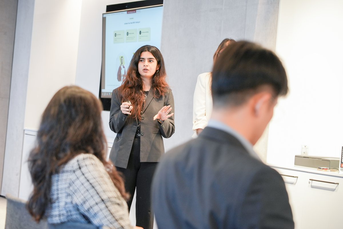 Recently, professor Joanne Tombrakos' Real World class did their final presentations at @EY_US. The Real World: EY class engaged students in the creation of tangible consulting portfolios to help their clients create strategies to address a trending issue.