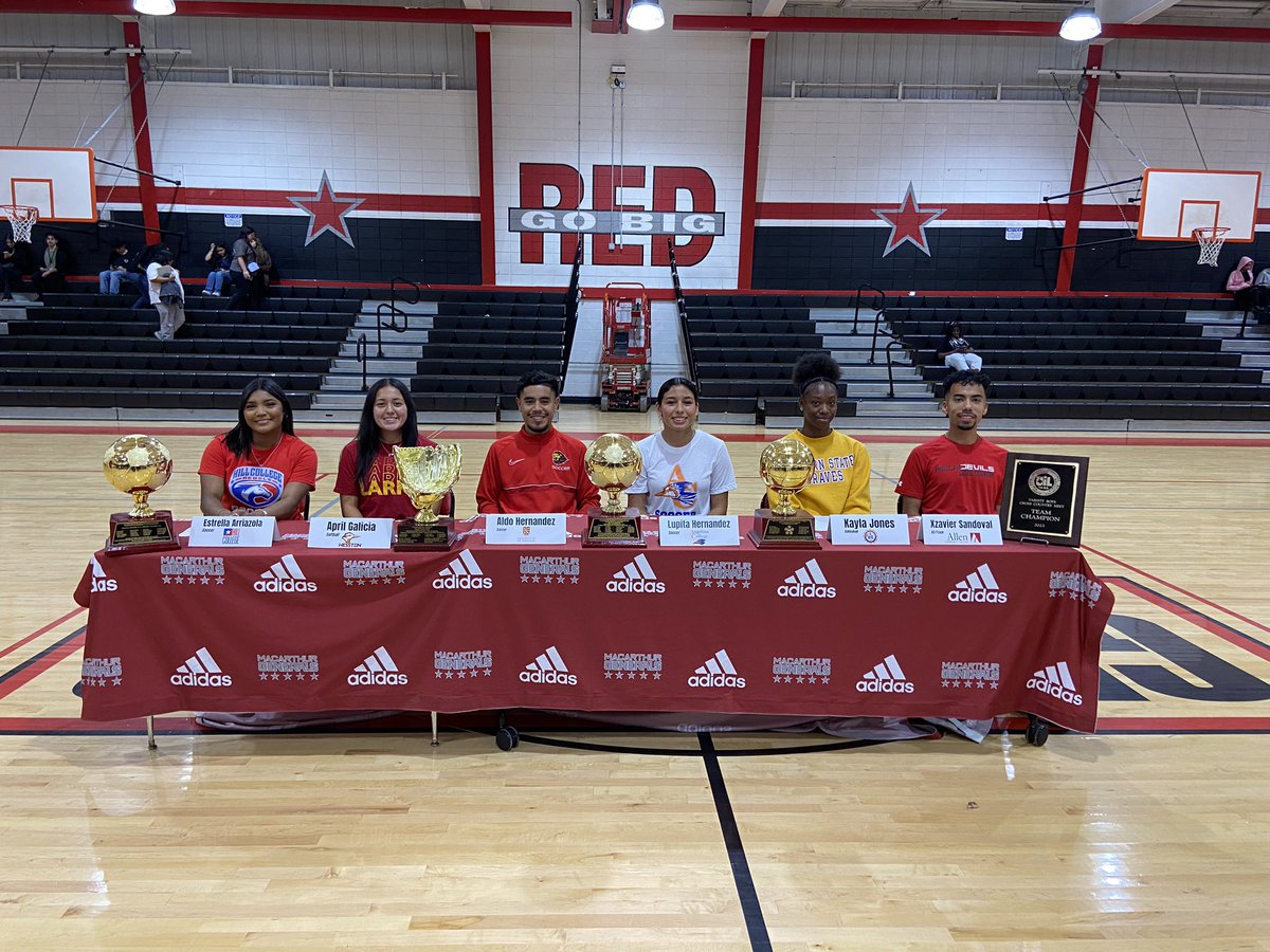 Congratulations to the MacArthur Student Athletes for earning a scholarship. Go Big Red! @drgoffney @Only1sheleah @AthleticsAisd @DeanColbert5 @AldineISD