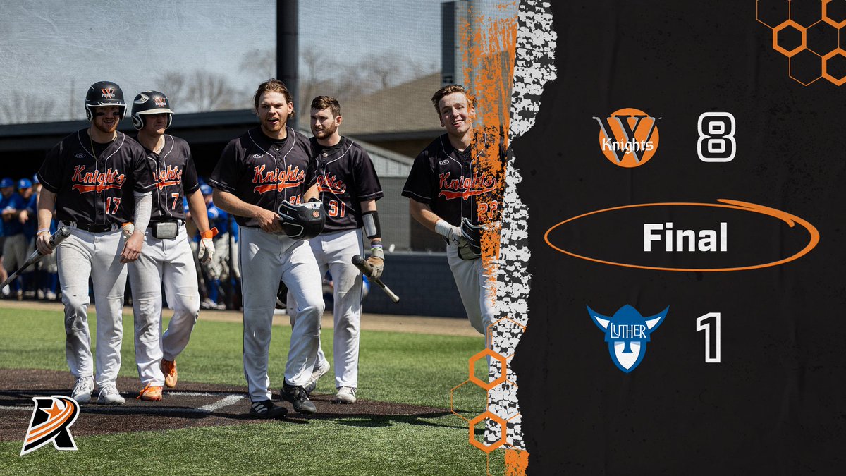 Knights win!!🔥 A-R-C Tournament: @WartburgBB 8, Luther 1 - Eliot Jurgensen: 3/5, 3 RBI; Cael Boehmer: 7.0 innings pitched, 7 strikeouts Wartburg advances to face Buena Vista at 5:00 p.m. this evening at Veterans Memorial Stadium in Cedar Rapids!