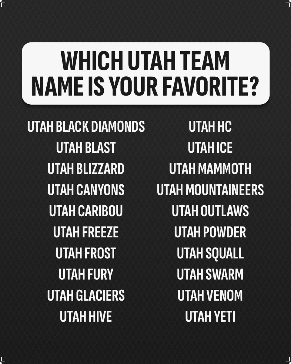 If you were to name Utah's team, which would you go with? 💭