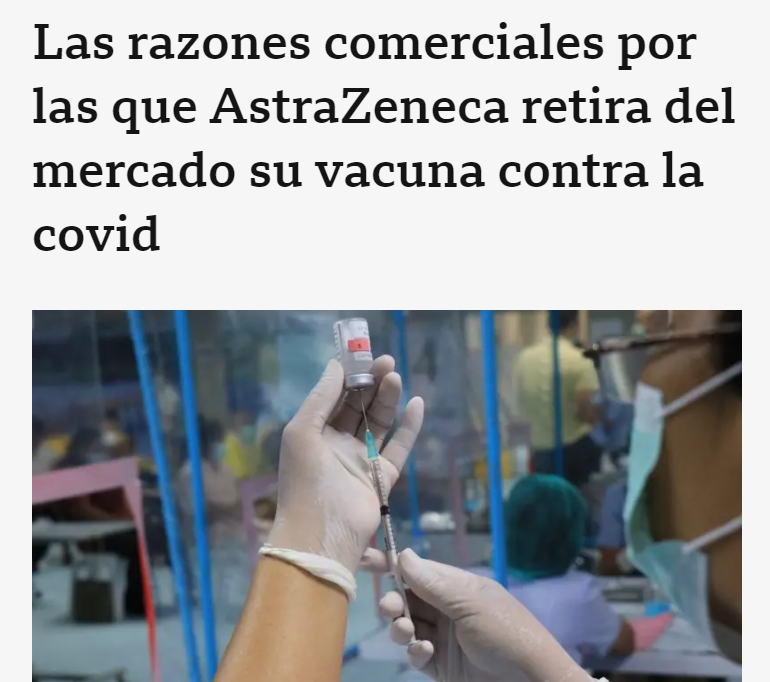 Esto 👇 es un fracaso mundial AstraZeneca retira del mercado su vacuna contra la Covid 19 ya que muchas personas sufrieron efectos adversos como coágulos de sangre que les produjeron hasta la muerte. Por eso una vez más agradezco a los científicos de #Cuba por sus vacunas.