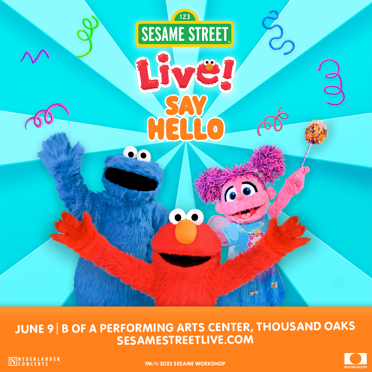 Elmo, Abby Cadabby, Cookie Monster, and their friends from Sesame Street are coming to Thousand Oaks on June 9th to say hello! Sunday, June 9th, 2024 at 1pm and 6pm. Tickets: bit.ly/47cF3IM