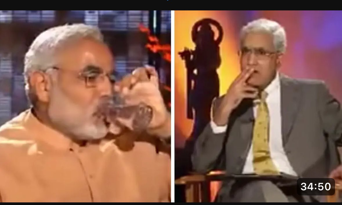 @RoshanKrRaii Modi drunk water and walked out from interview with Karan Thapar in 2007. #VoteOutHate #मोदी_भगाओ_देश_बचाओ