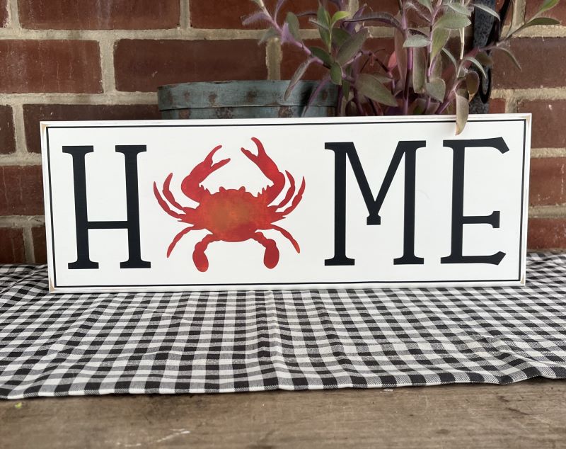 #Home Crab Wood Sign #BytheBay Handcrafted  #BeachHouse Beach Cottage Decor #SMILEtt23 #ChesapeakeBay #Maryland #Virginia #OldBay etsy.me/3JVgWEj via @Etsy