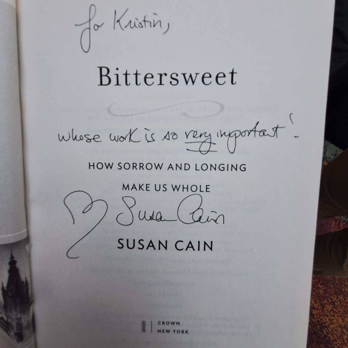 Thank YOU @susancain ~ You made my day! Many, many thanks for listening to me share a bit about my story & book. @PositiveOrg @UMich @MichiganRoss #MGoPositive #Mgopositive #Bittersweet