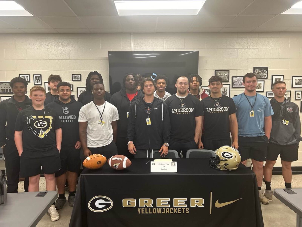 Congrats to @Hunter18Free for signing with Anderson today!! @AUTrojansFB @bobby_lamb @GreerSpeed @AthleticsGreer