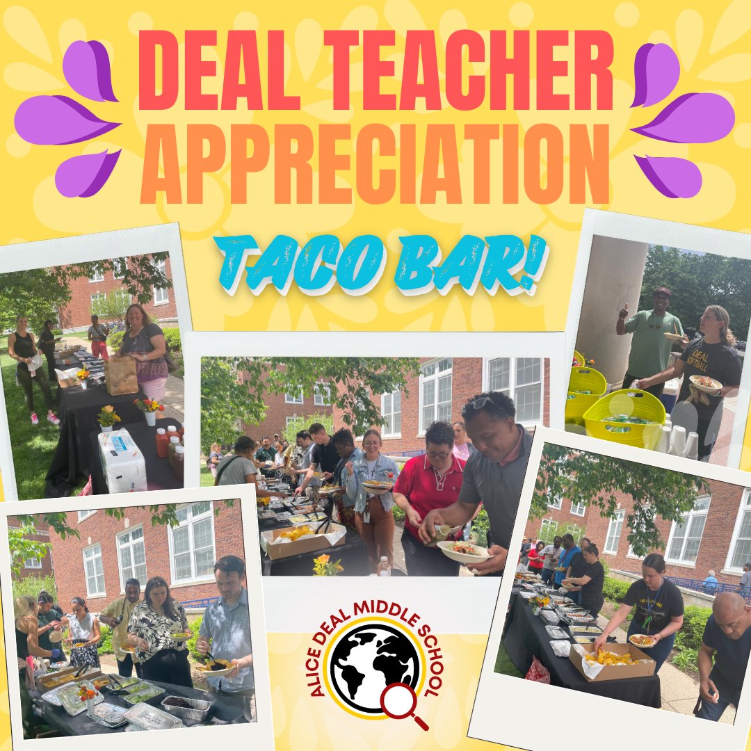 Deal teachers enjoyed a delicious taco bar on Wednesday as we continue to appreciate their dedication to our students and families! #admsherewegrow