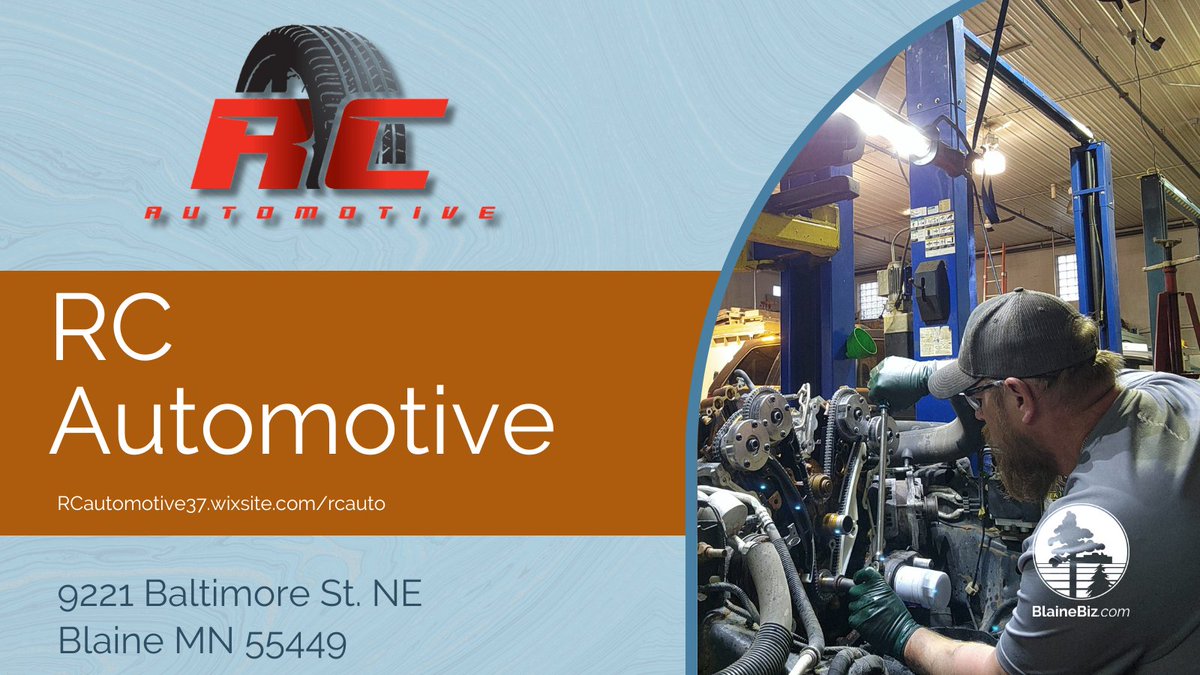 Celebrate National Small Business Month by supporting Blaine's local businesses! Today, meet RC Automotive. From basic maintenance to major repairs. A small business that values everybody. Get back on the road with RC at 9221 Baltimore St. NE or online: bit.ly/3yaKf3f