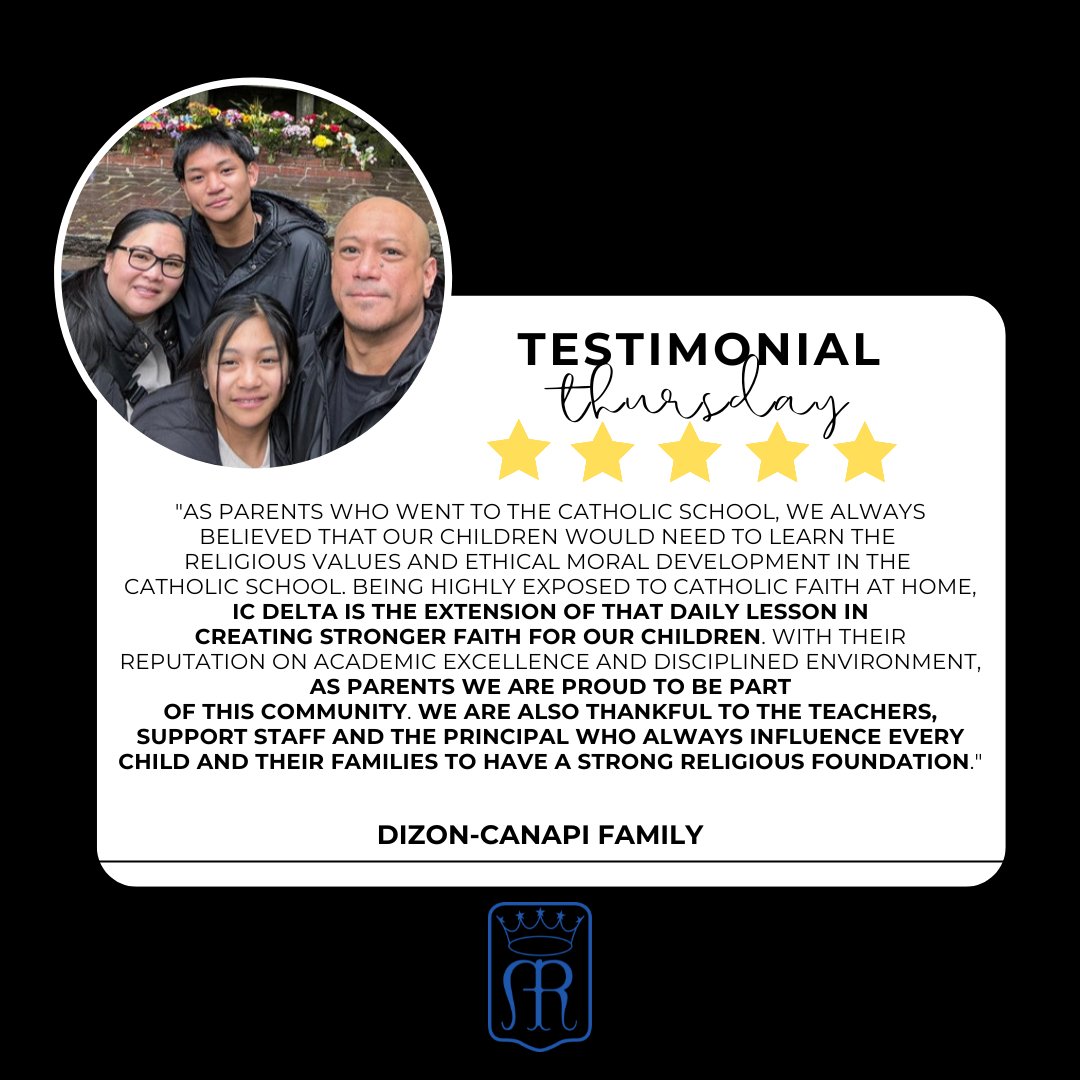 Thank you for your testimonial Mrs. Dizon! You have a beautiful family! And we are grateful to have you guys a part of our IC Delta community! #icdeltafamilies #icdeltacommunity #icdeltastaff #CISVA #elementary #deltabc #surreybc #elementary #faith #testimonial