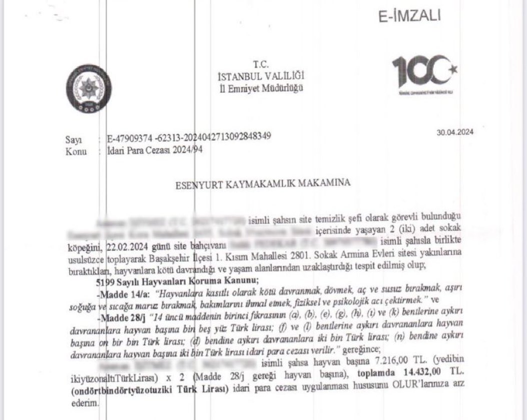 Şaka değil gerçek! İstanbul'da bir sitede görevli temizlik işçisi ve bahçıvan, çocuklara saldıran 2 başıboş sokak köpeğini sitenin dışına çıkardı. Site sakinlerinden birinin şikayeti üzerine 2 kişiye 'köpeklerin psikolojilerini bozdukları' ve 'yaşam alanlarından