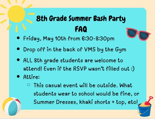 8th Grade Party is TOMORROW!