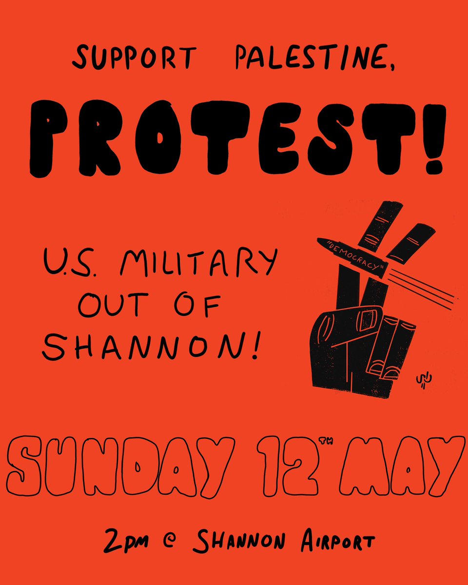 Our monthly peace vigil calling for #USMilitaryOutOfShannon is on Sun next, 2pm
Since our March gathering the situation in #Gaza has become even worse, with Israeli forces entering Rafah &amp; further restrictions imposed on food &amp; other vital supplies. All with the support of the US