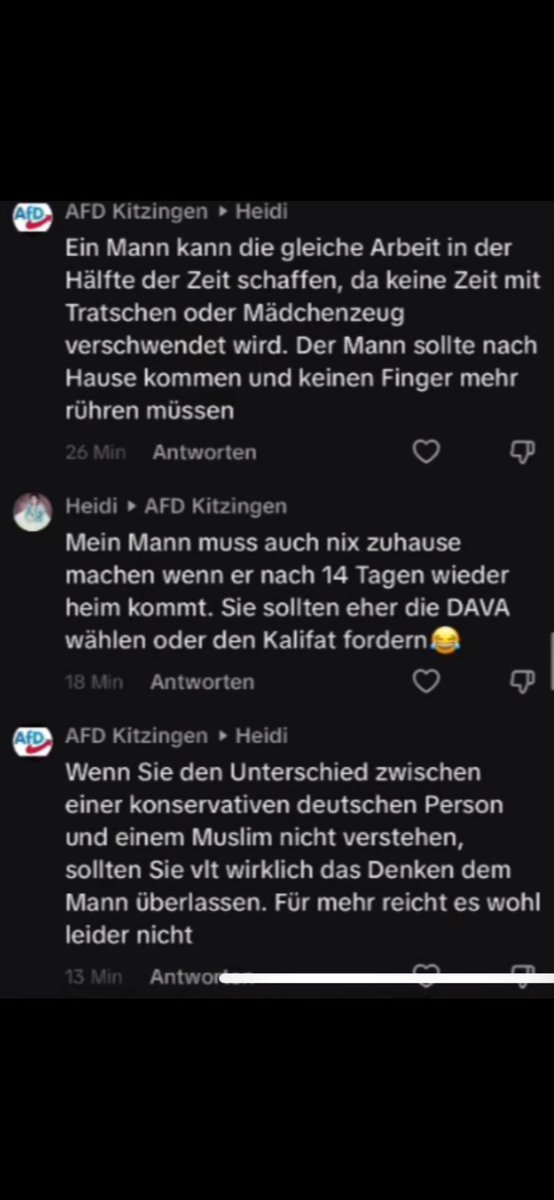 Da fehlen einem die Worte…
#AfD
#AfDwirkt
#Deutschlandabernormal?
#Frauenrecht
#Faschismus
#SchandeDeutschlands