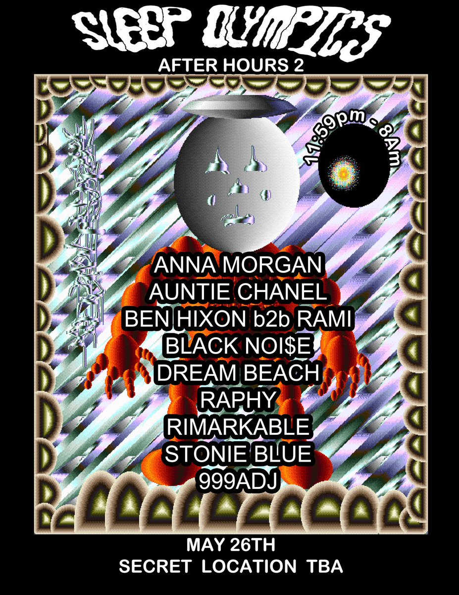 IM SO JACKED FOR THIS… 2MANY SOLID HUMANS UNDER 1 ROOF FOR MUSIC ON THE MOMENTUS MEMORIAL DAY MARATHON… @annamorgandj AUNTIE CHANEL @ben_hixon b2b RAMI @blackxnoise @FriedKoolAid @iamRimarkable @antbluejr 999ADJ ALL NIGHTER 5/26 💤🌀💤