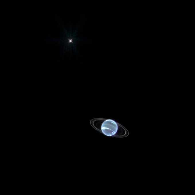 Neptune and the moon Triton recorded by the James Webb Space Telescope