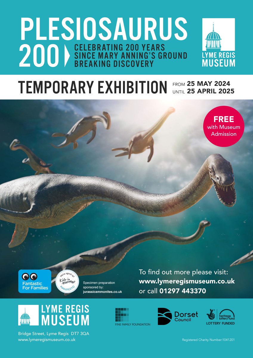 We are delighted to announce that Plesiosaurus 200, our new temporary exhibition exploring the history of Mary Anning’s discovery of the first complete plesiosaur skeleton, will be opening in the Geology Gallery on 25th May. One not to miss for all fossil fanatics! #plesiosaurus