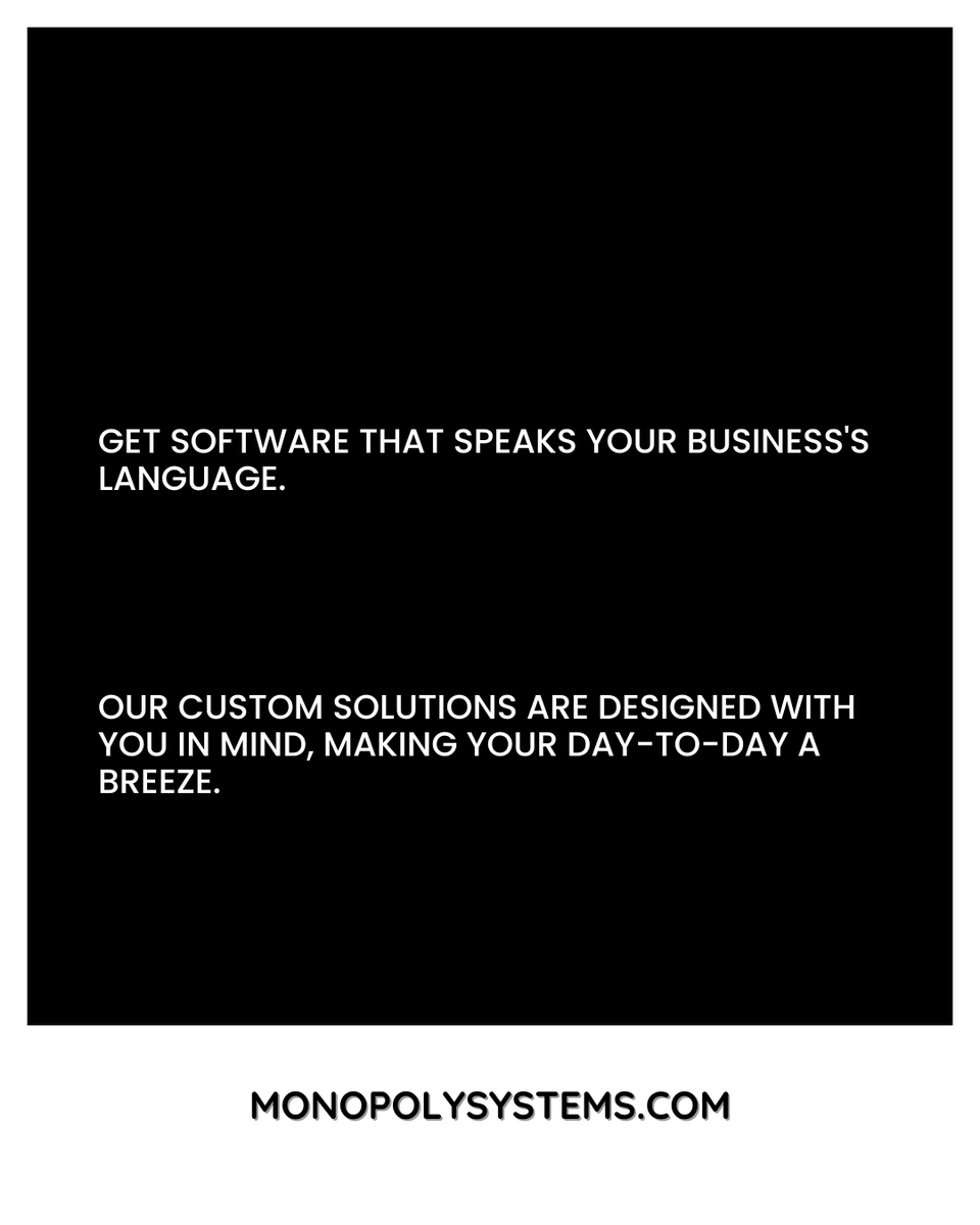 Get software that speaks your business's language.

View Product & Services: wa.me/c/918763700728

#MonopolySystems #DumbbillApp #InvoicingSolution #InventoryManagement #BusinessGrowth #SoftwareDevelopment #WebDevelopment #AppDevelopment #UXDesign #DigitalMarketing