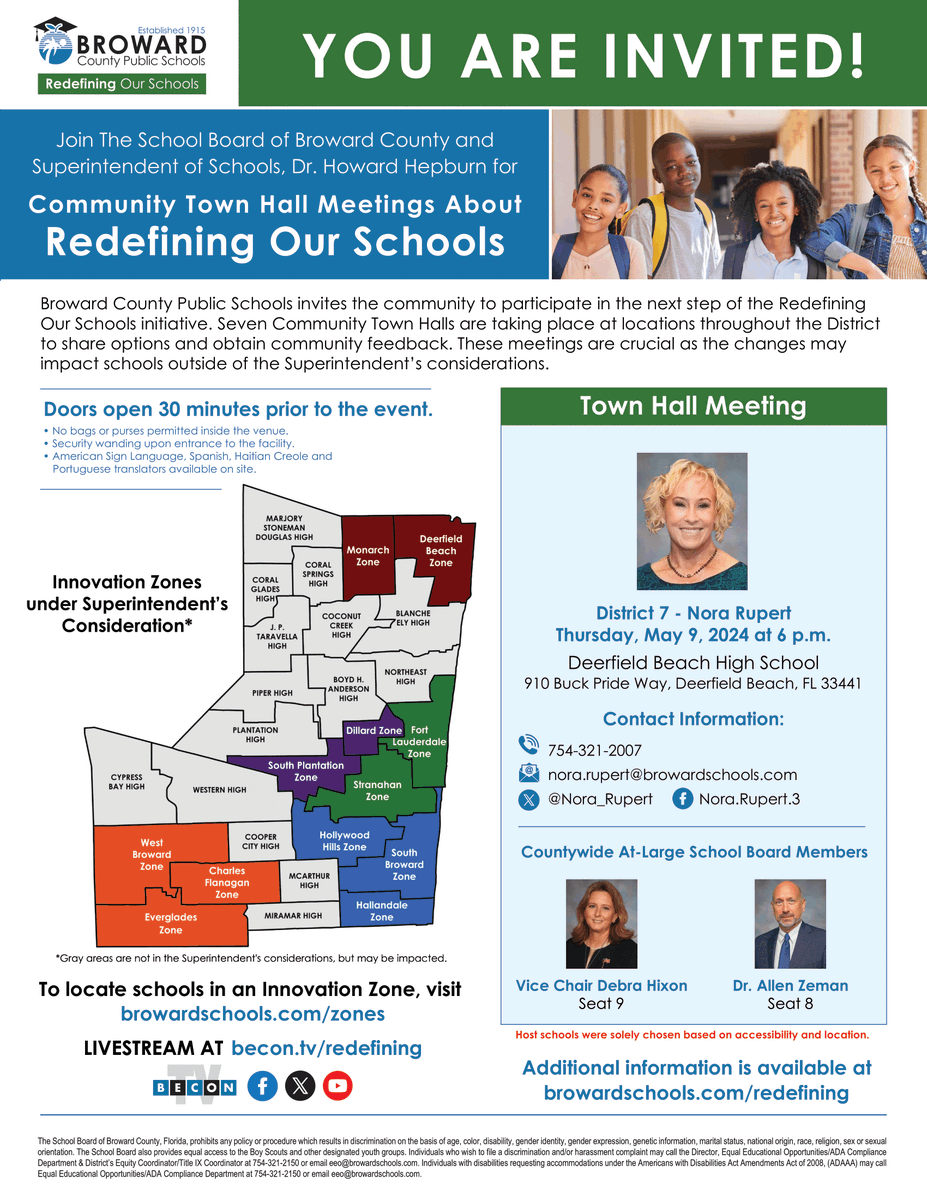 Join us tonight for the final Community Town Hall meetings on Redefining Our Schools. Hear about the next steps in this critical initiative and provide input on the plan to redefine our schools. Watch livestream at becon.tv/redefining or right here on @X.