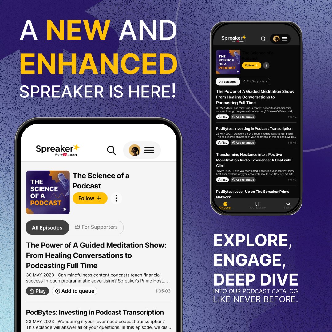 ⭐️ THIS JUST IN: SPREAKER'S WEBSITE HAS A NEW LOOK ⭐️ 👀 check it out for new ways to explore, engage, and deep dive into our podcast catalog like never before! spreaker.com