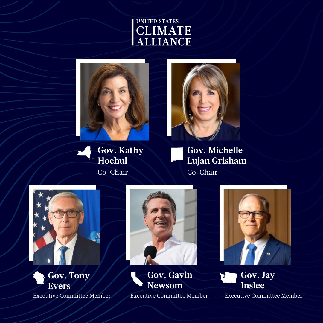 📢 Thrilled to announce our 2024-25 executive committee: @GovKathyHochul @GovMLG @GovEvers @CAgovernor @GovInslee For the 1st time, 2 women co-chairs will lead our coalition & Gov. Evers will serve as the 1st Midwest governor on our leadership team. ➡️ bit.ly/Alliance-2024-…