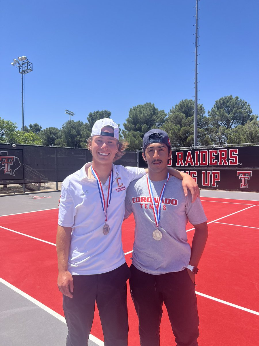 Coronado’s Thomas Mann & Daniel Warraich clinched a Doubles spot in the 5A State Tennis Tournament. Super proud of these guys working so hard to earn a spot at State in San Antonio!